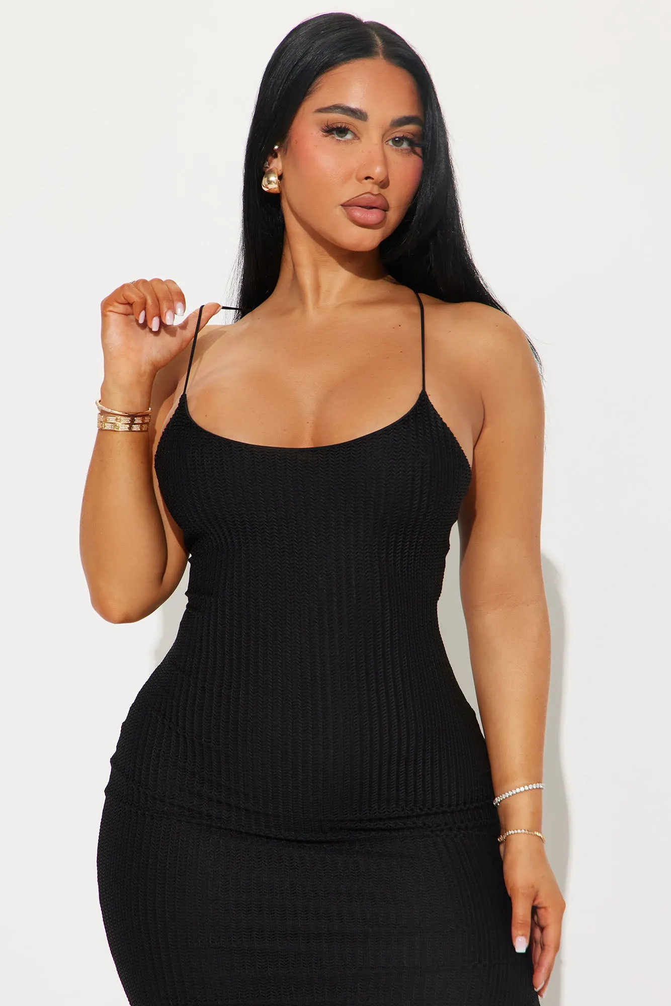 Alana Crochet Maxi dress - Black