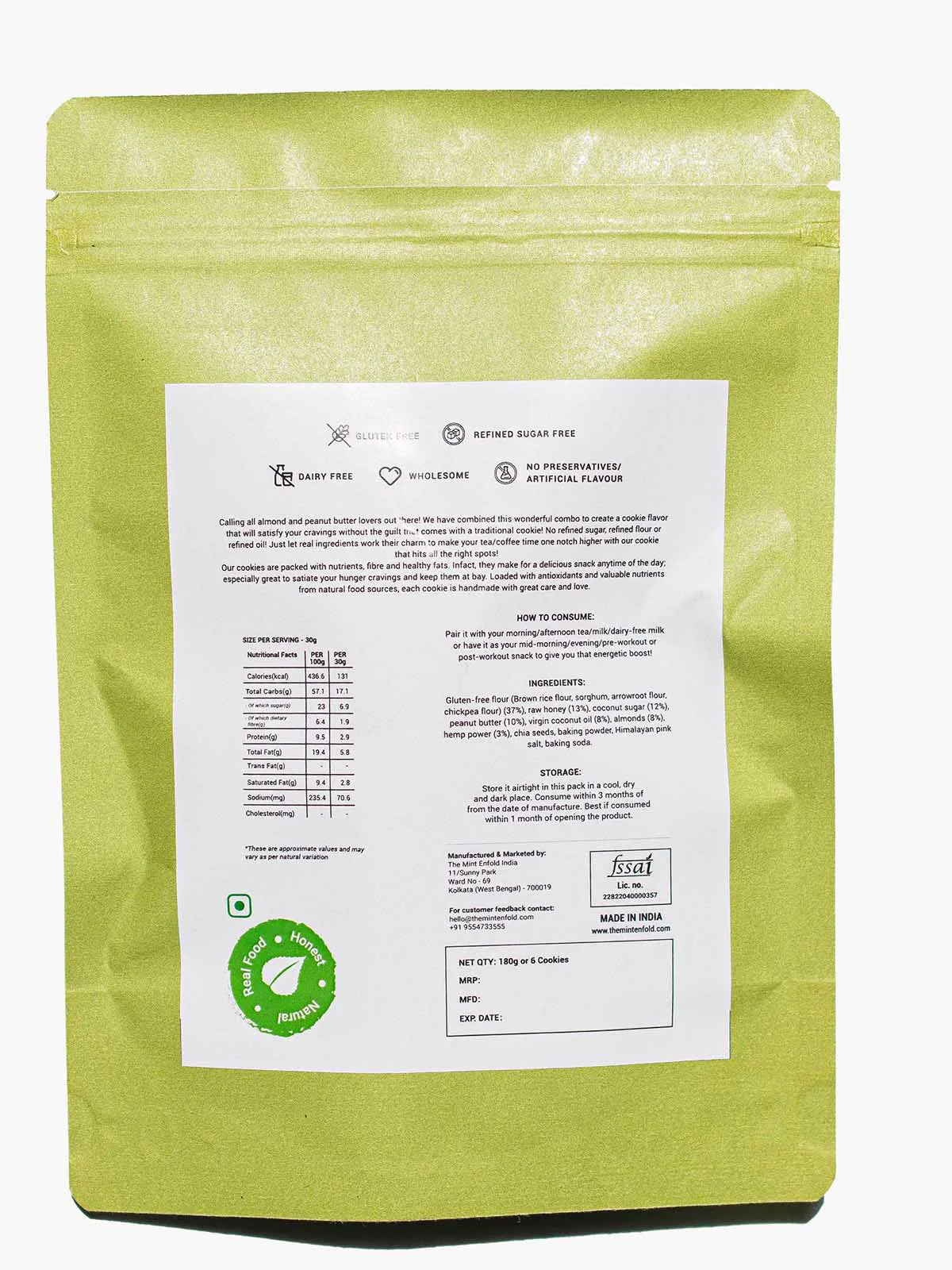 Almond Peanut Butter Cookies Pack of 6