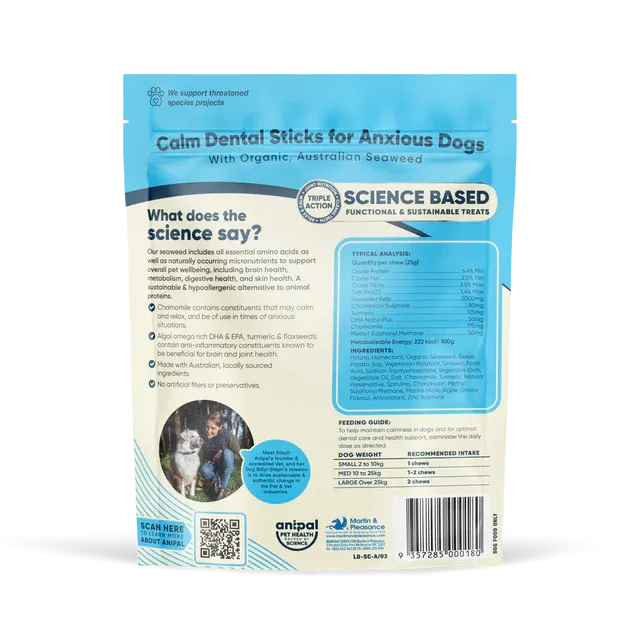 Anipal Calm Dental Sticks for Anxious Dog Treats 210g
