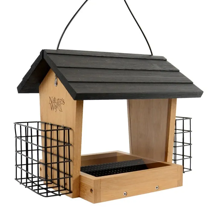 Bamboo 3QT Hopper Bird Feeder with Suet